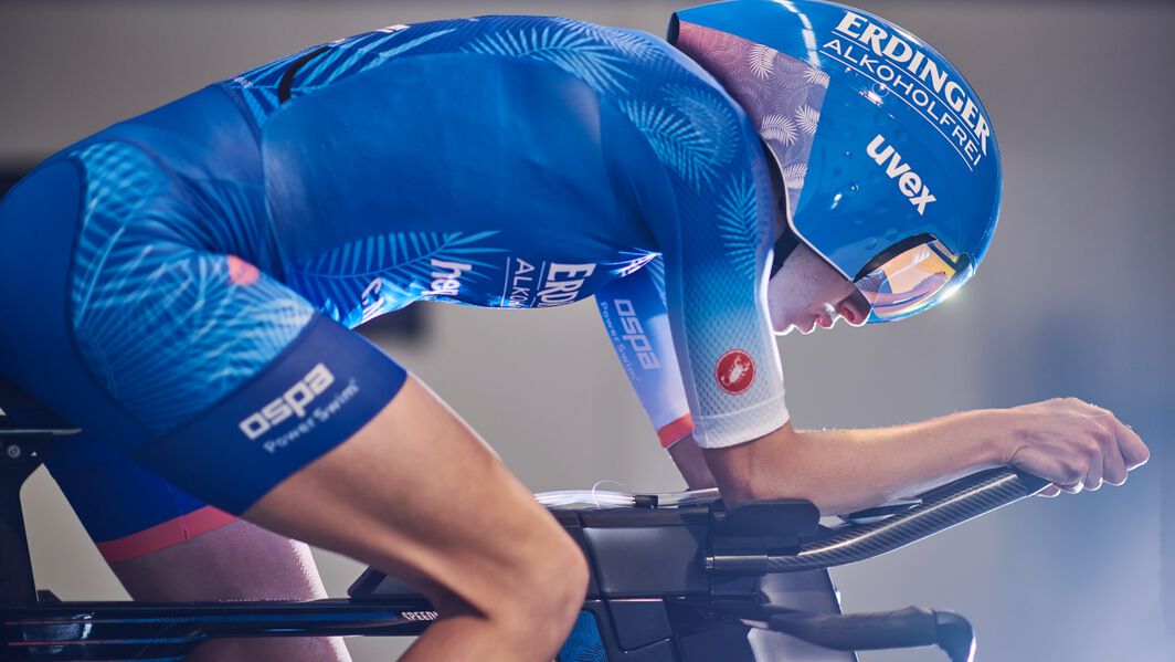 Rider wearing a skinsuit Rider wearing a skinsuit