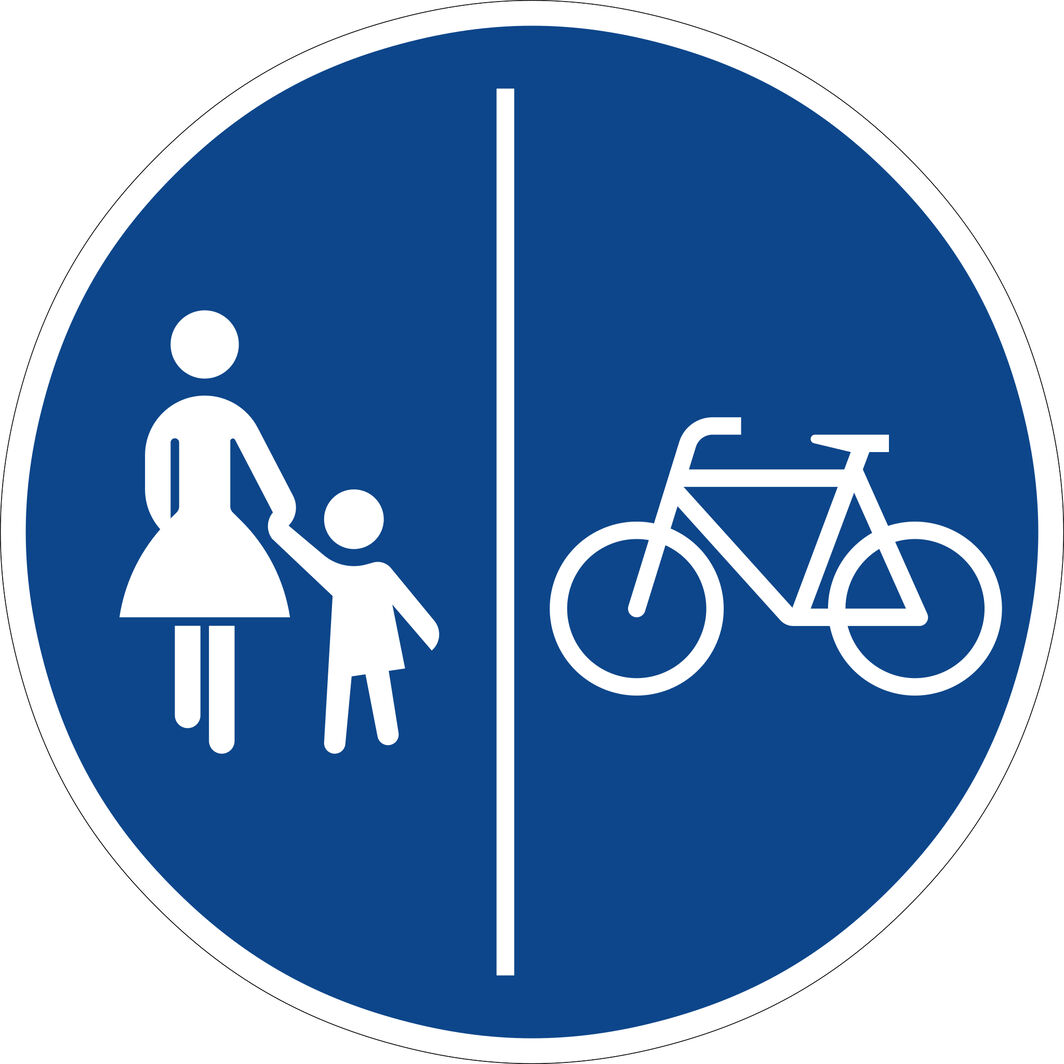 Verkehrszeichen 241 gibt einen getrennten Rad- und Gehweg an.