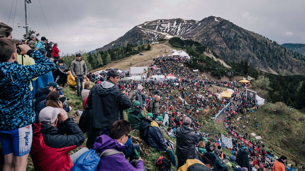Fans waiting for the riders to storm up the infamous Monte Zoncolan in 2018