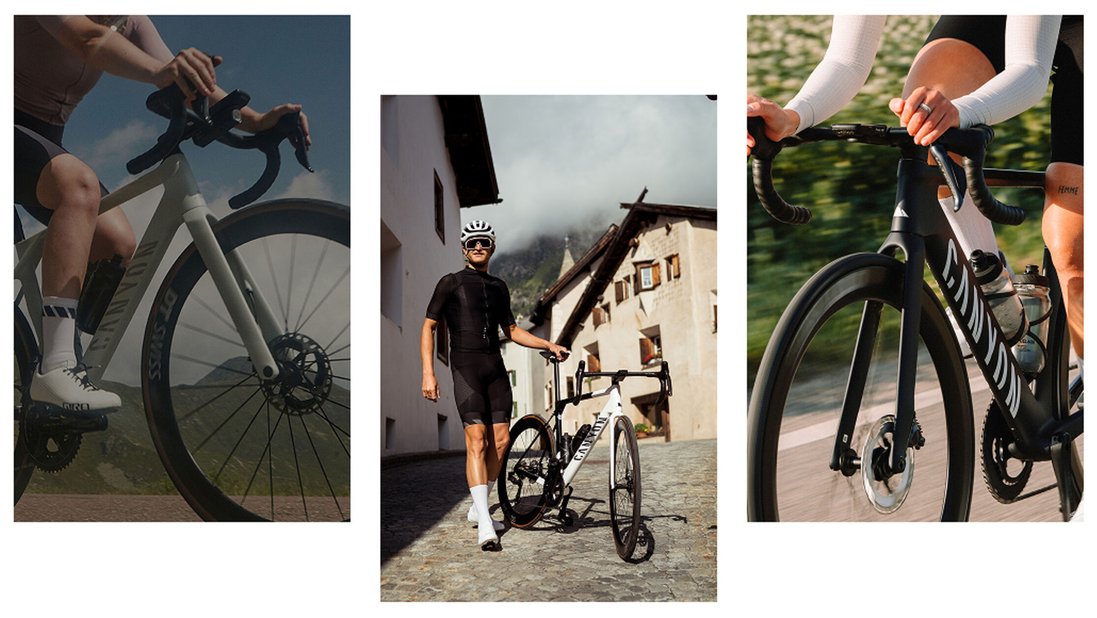 Entry-level racing road bike lineup: Endurace CF (left), Ultimate CF (middle), Aeroad CF SLX (right) &ndash; find your speed, define your ride.